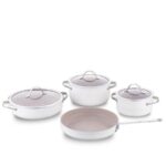 Korkmaz A2619-2 Linea 7 pcs Cookware Set- Vanilla